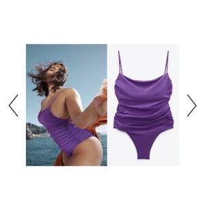 NWT Zara Limited Edition Purple Ruched Swimsuit
